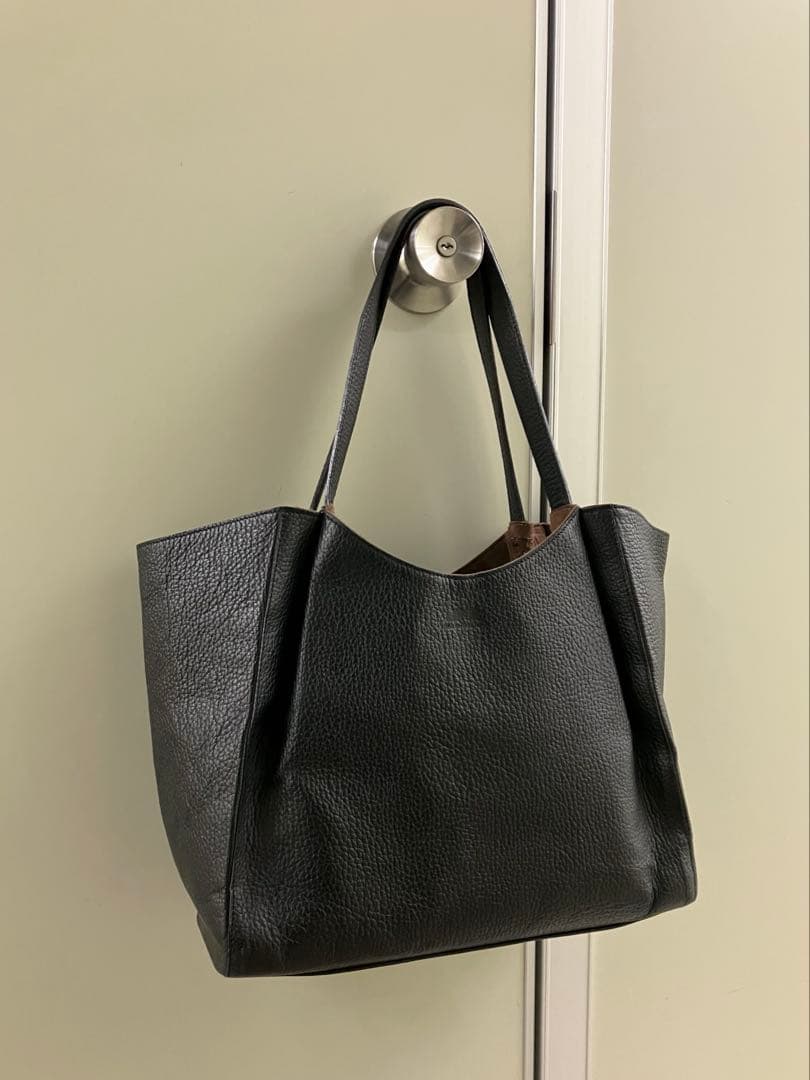 【THE WARMTHCRAFTS】BLACK シボ革 tote-BAG