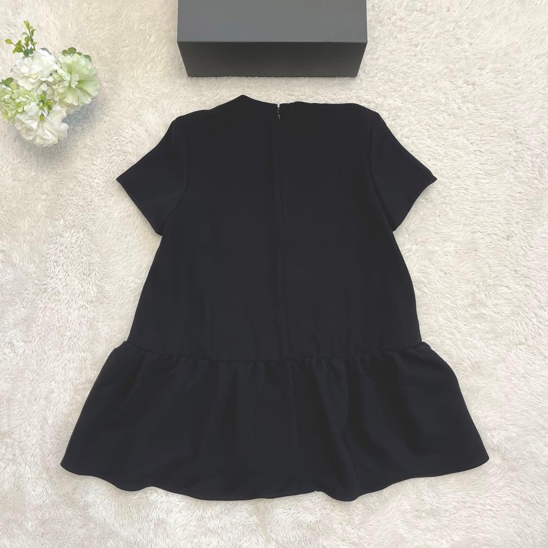 新品未使用　YOKO CHAN ハーフスリーブヘムギャザーブラウス　黒36