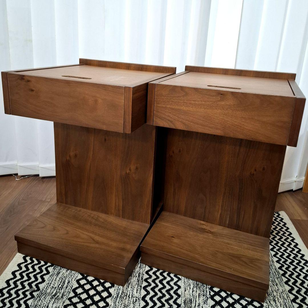 大塚家具☆サイド ナイトテーブル 収納☆隠れキャスター&コンセント オーク 2台