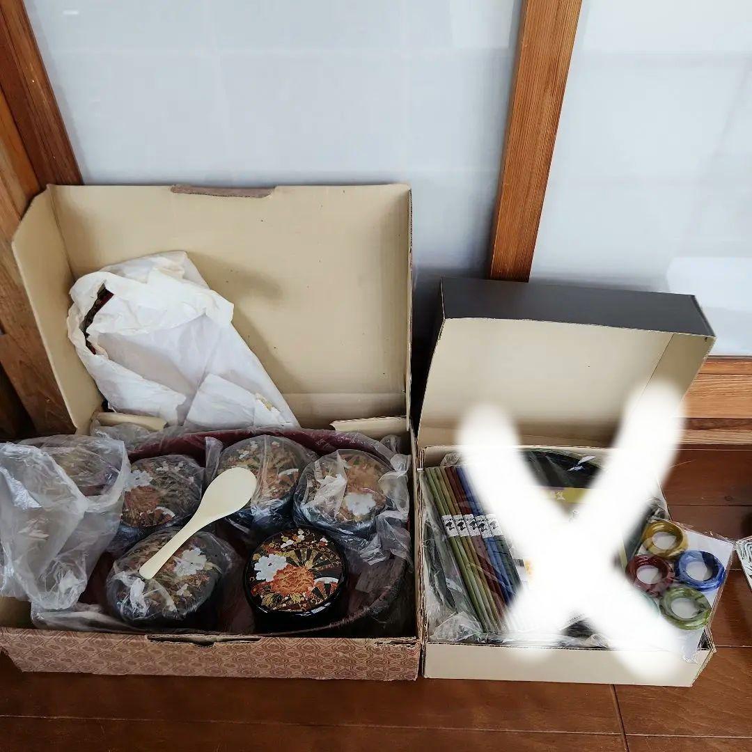 １　板前セット　高級塗物　蓋付き茶碗　お椀　５人分