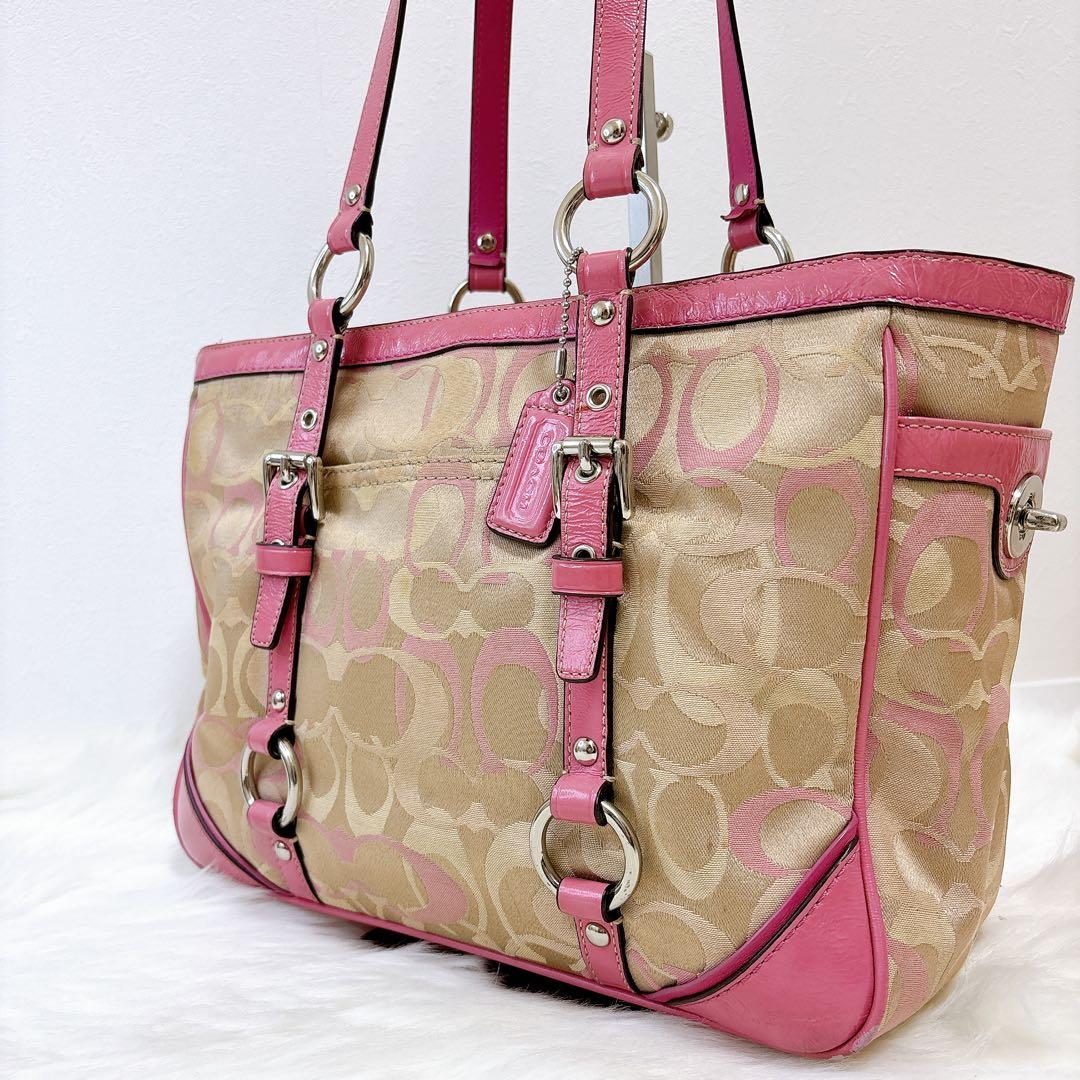 バッグ COACH Signature Tote bag y2k turn lock
