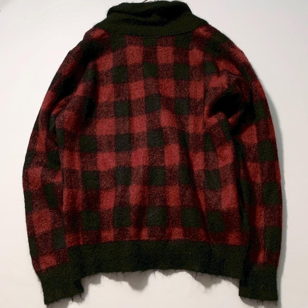 【horiken9296】ワコマリア モヘア混 カーディガン M チェック
