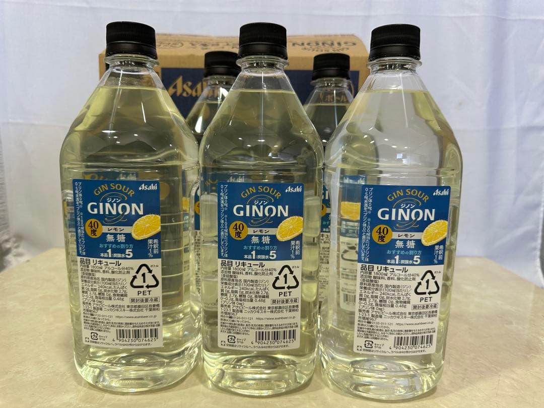 4 アサヒGINON ジノン 無糖 レモン 1.8Lペット×6本入り 40％