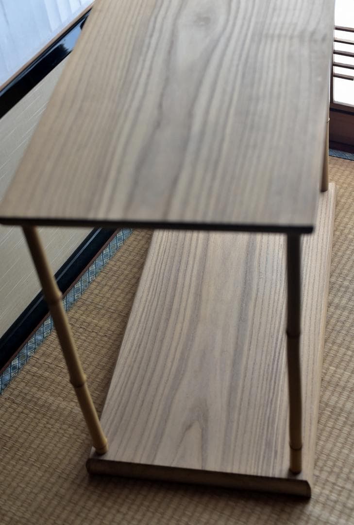 竹台子　桐地　組立式【極上品】飾り棚　お茶道具／共箱