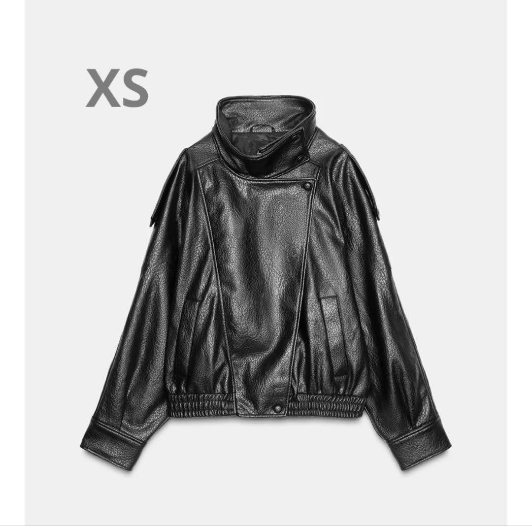 [完売品]ZARAザラYSL似フェイクレザージャケット XSサイズブラック