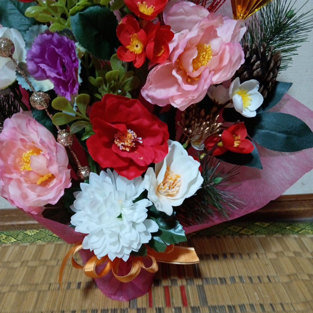 お正月飾り　造花アレンジ　ピンク牡丹　椿　など このまま飾れます(*^^*)