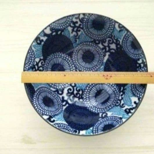 新品2点セット　美濃焼　紺青　15cm 丼　大輪菊