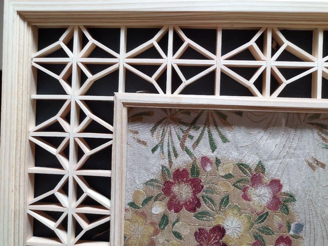 198 ❣️特価❣️ 麻の葉組子組子絵柄 2枚一組木製額縁