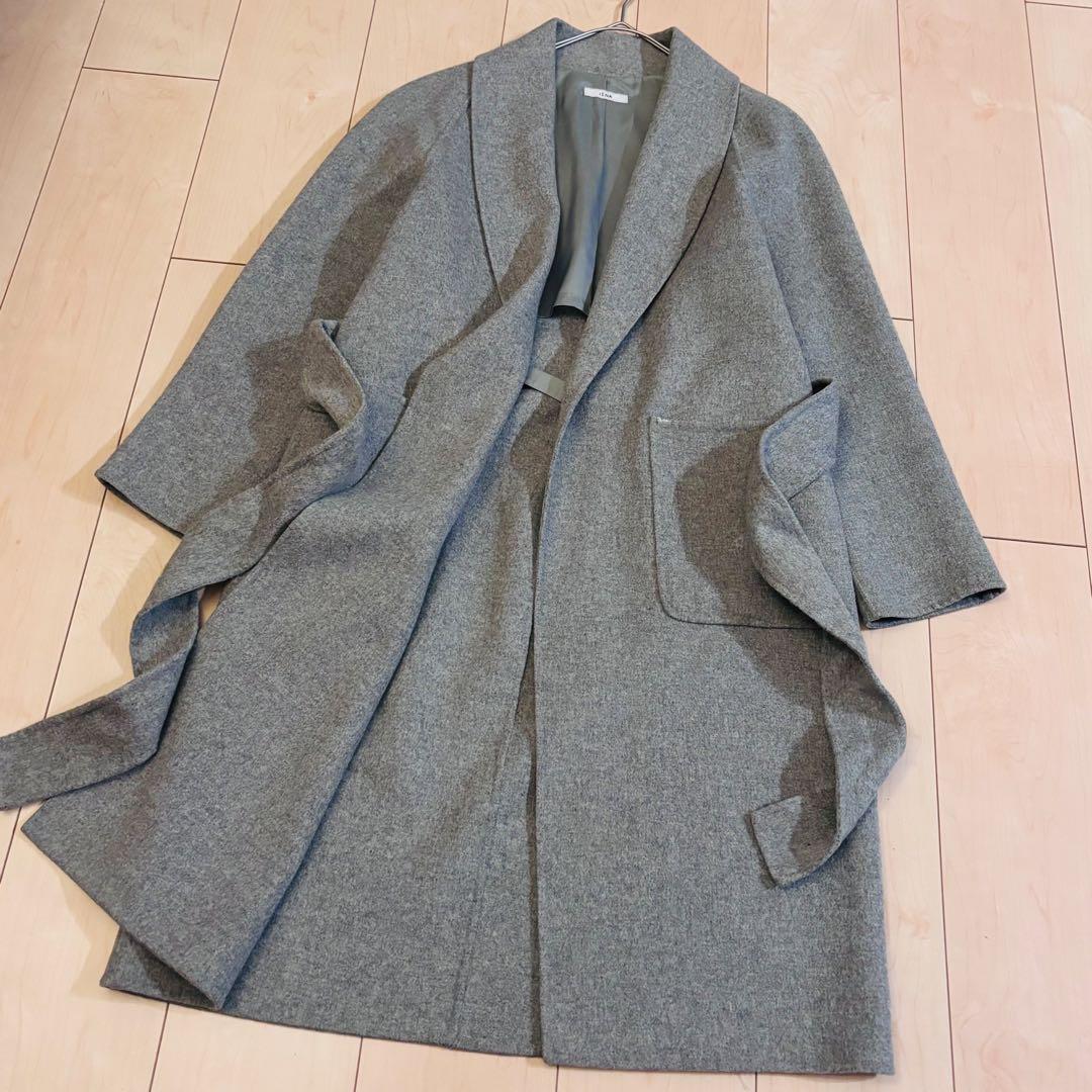 IENA イエナ カシミヤ混 ガウンリバーコート ロングコート M グレー