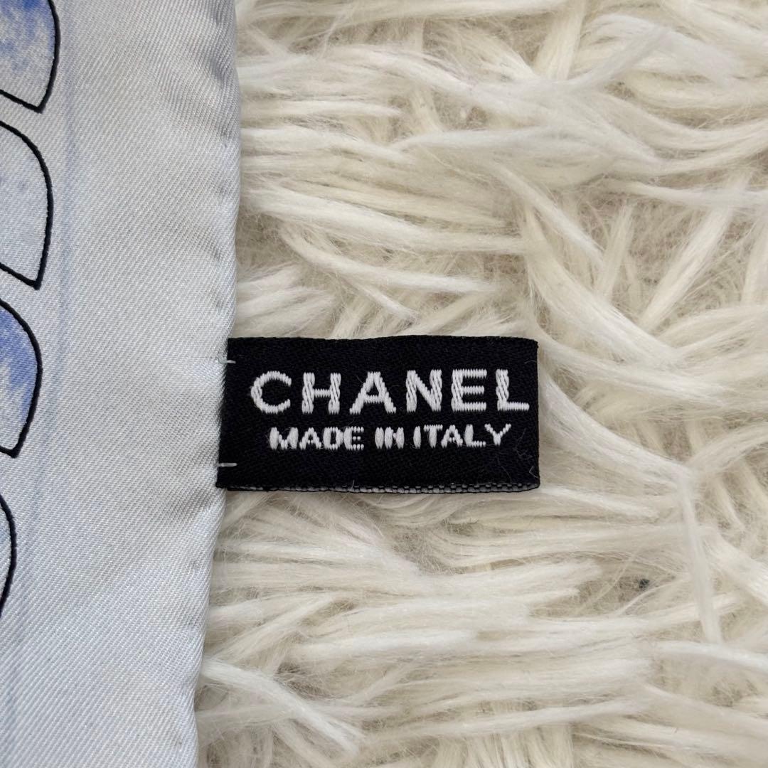 CHANEL シャネル ココマーク 大判 シルク スカーフ ストール　ブルー系
