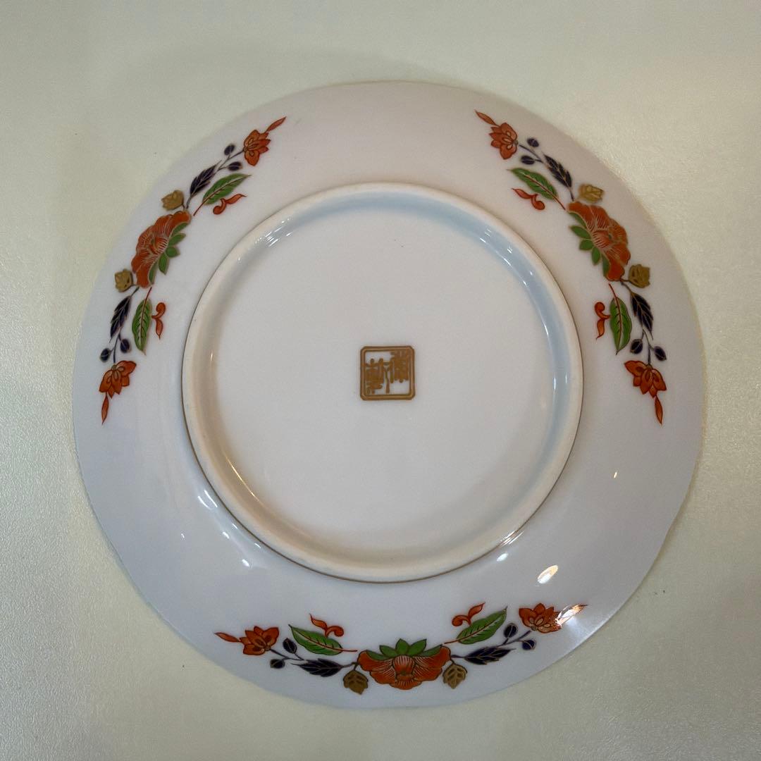 前畑陶器 庫山窯 金襴手 牡丹 銘々皿揃 輪花皿　金彩 古伊万里 色絵 5枚