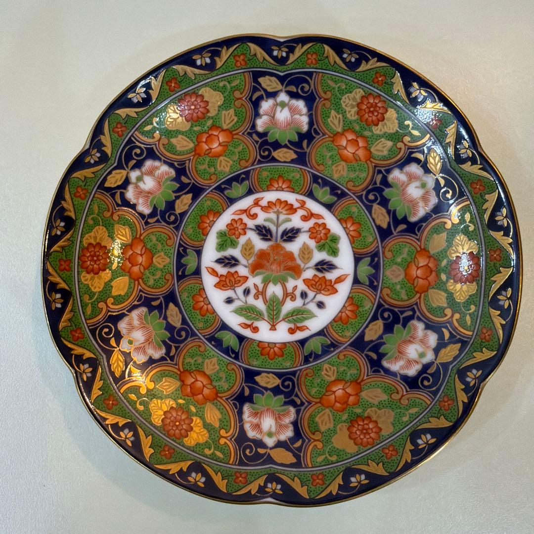 前畑陶器 庫山窯 金襴手 牡丹 銘々皿揃 輪花皿　金彩 古伊万里 色絵 5枚