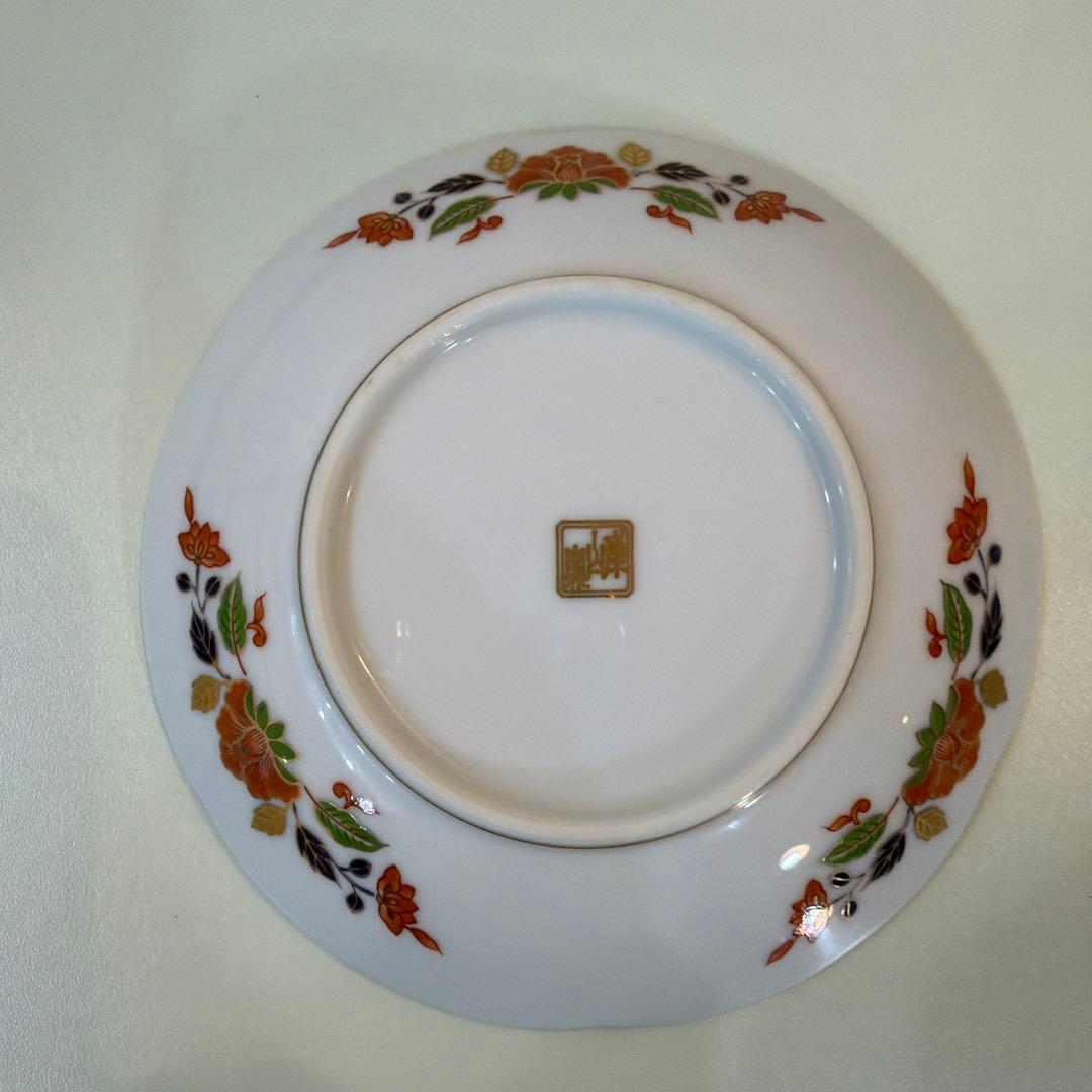 前畑陶器 庫山窯 金襴手 牡丹 銘々皿揃 輪花皿　金彩 古伊万里 色絵 5枚