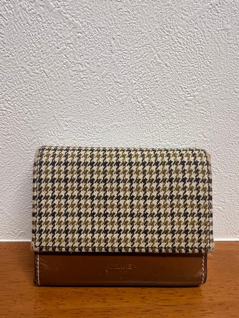 CELINE チェック柄 三つ折り財布