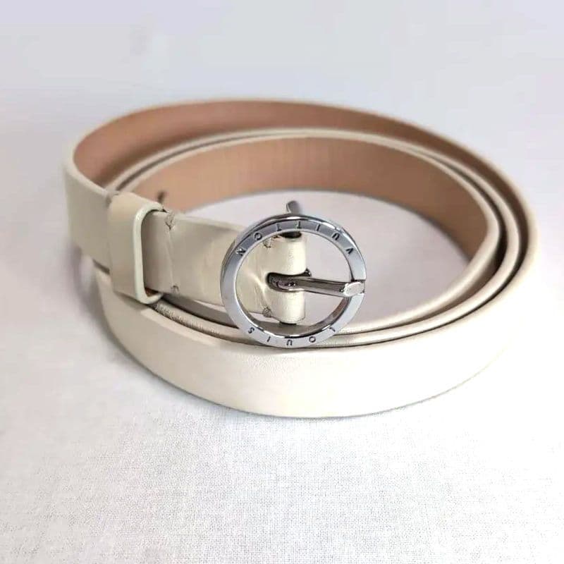 LV サークルロゴ ベルト 白 幅2cm 88cm±5 L相当 ゴルフ向き117