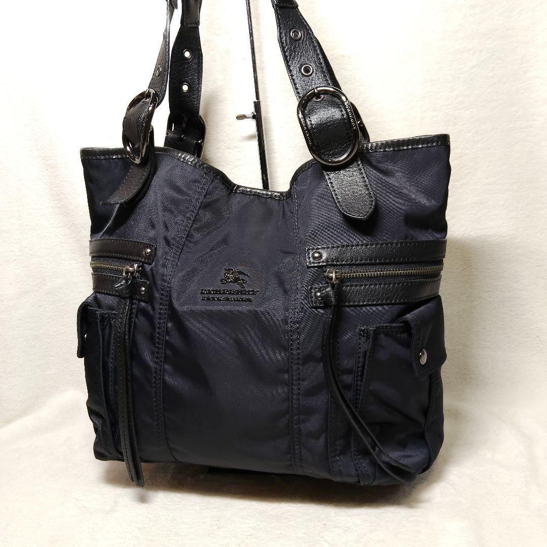 美品 BURBERRY BLUE LABEL トートバッグ メタルロゴ