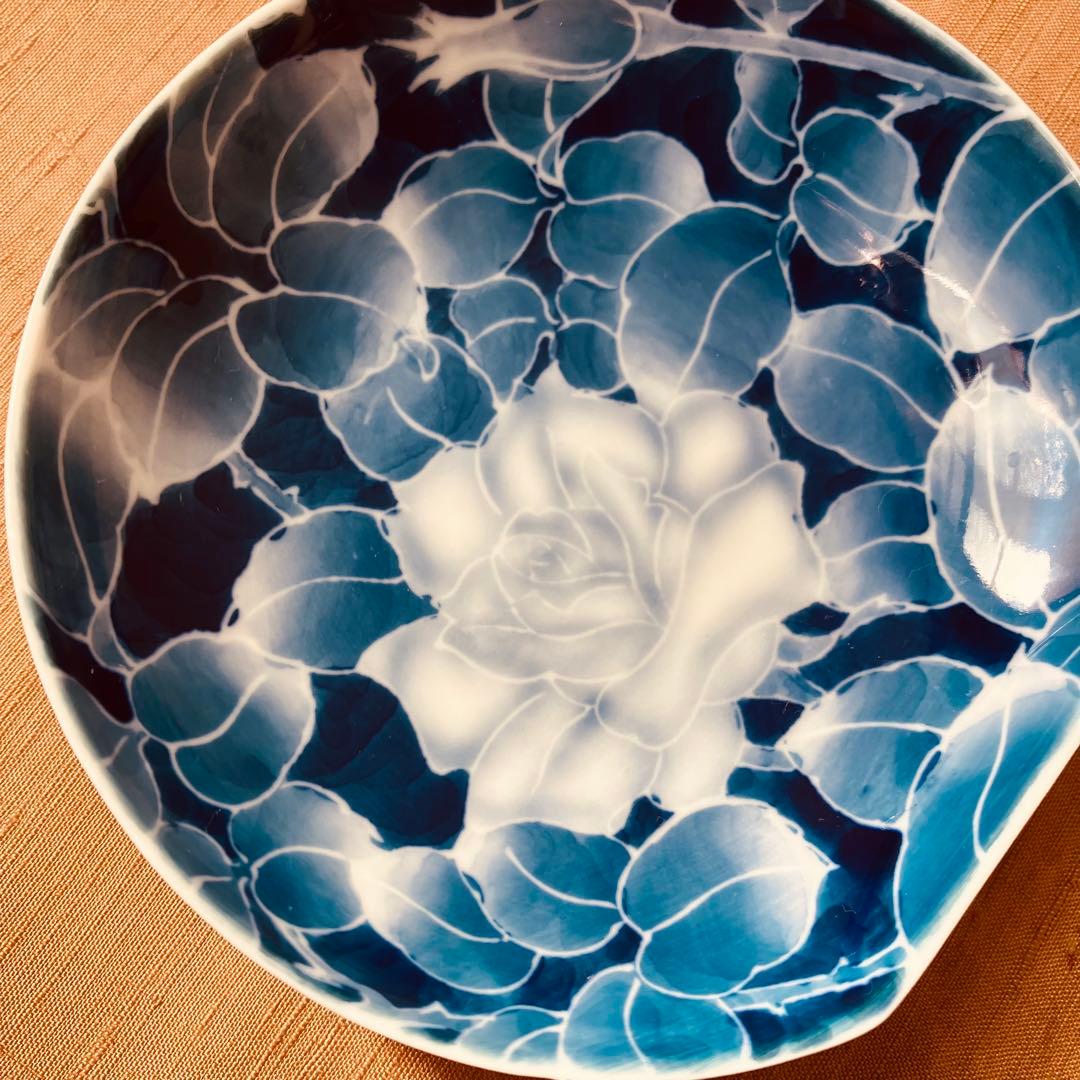 (希少) 深川製磁　古代バラ　半月皿　小皿　3枚　古代薔薇　手書き　有田焼