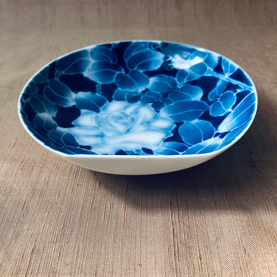 (希少) 深川製磁　古代バラ　半月皿　小皿　3枚　古代薔薇　手書き　有田焼