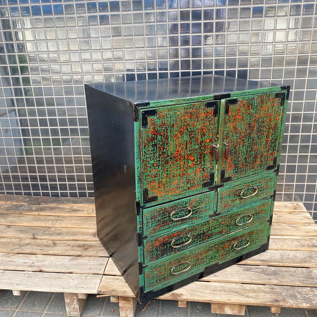 昭和レトロ 箪笥 漆塗り 小引き出し 時代物 チェスト 骨董品 古道具 和家具