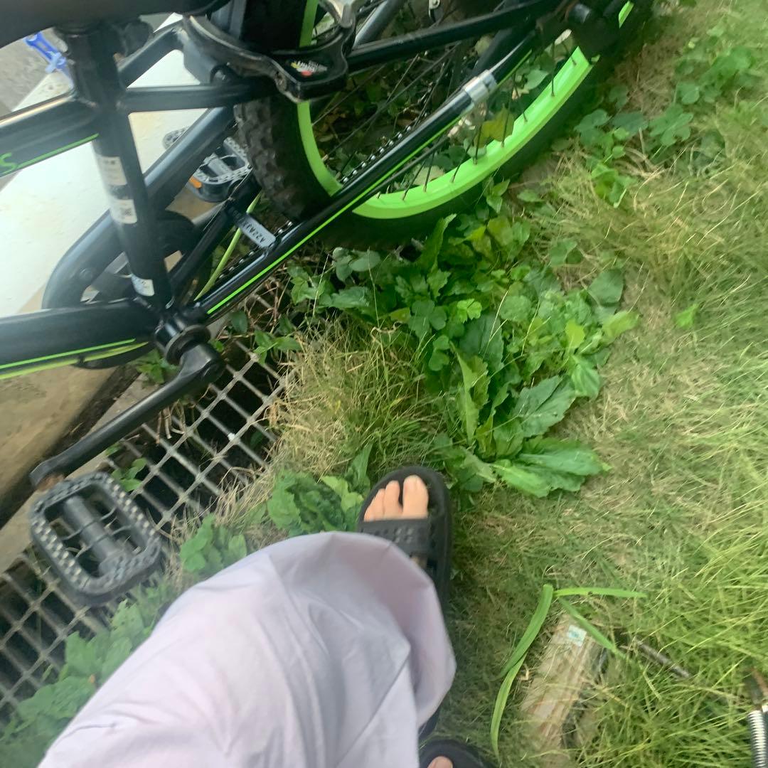子供用自転車 黒と緑の回路デザイン