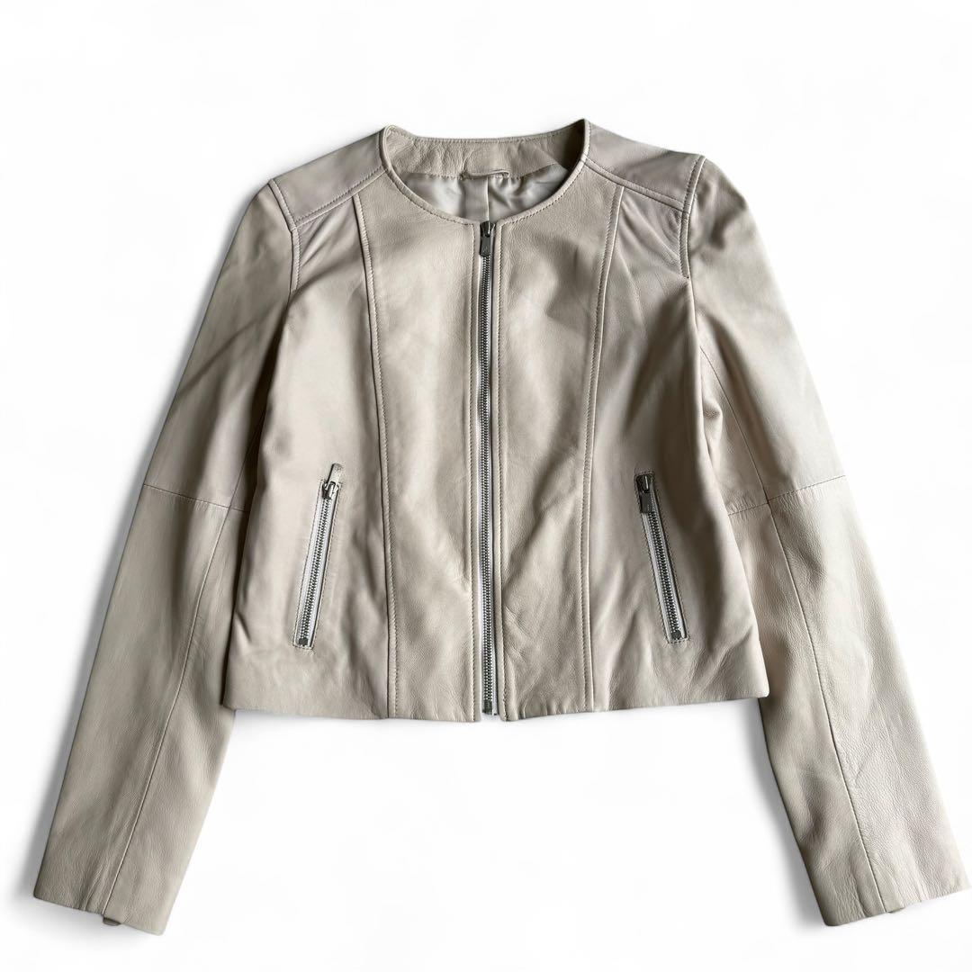 美品　ANAYI　アナイ　ラムレザー　ライダースジャケット　ベージュ　38