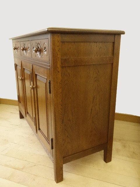 勇峰工芸　雅　花柄キャビネット1100　ナラ材家具　 旭川家具　再塗装済ＵＳＥＤ