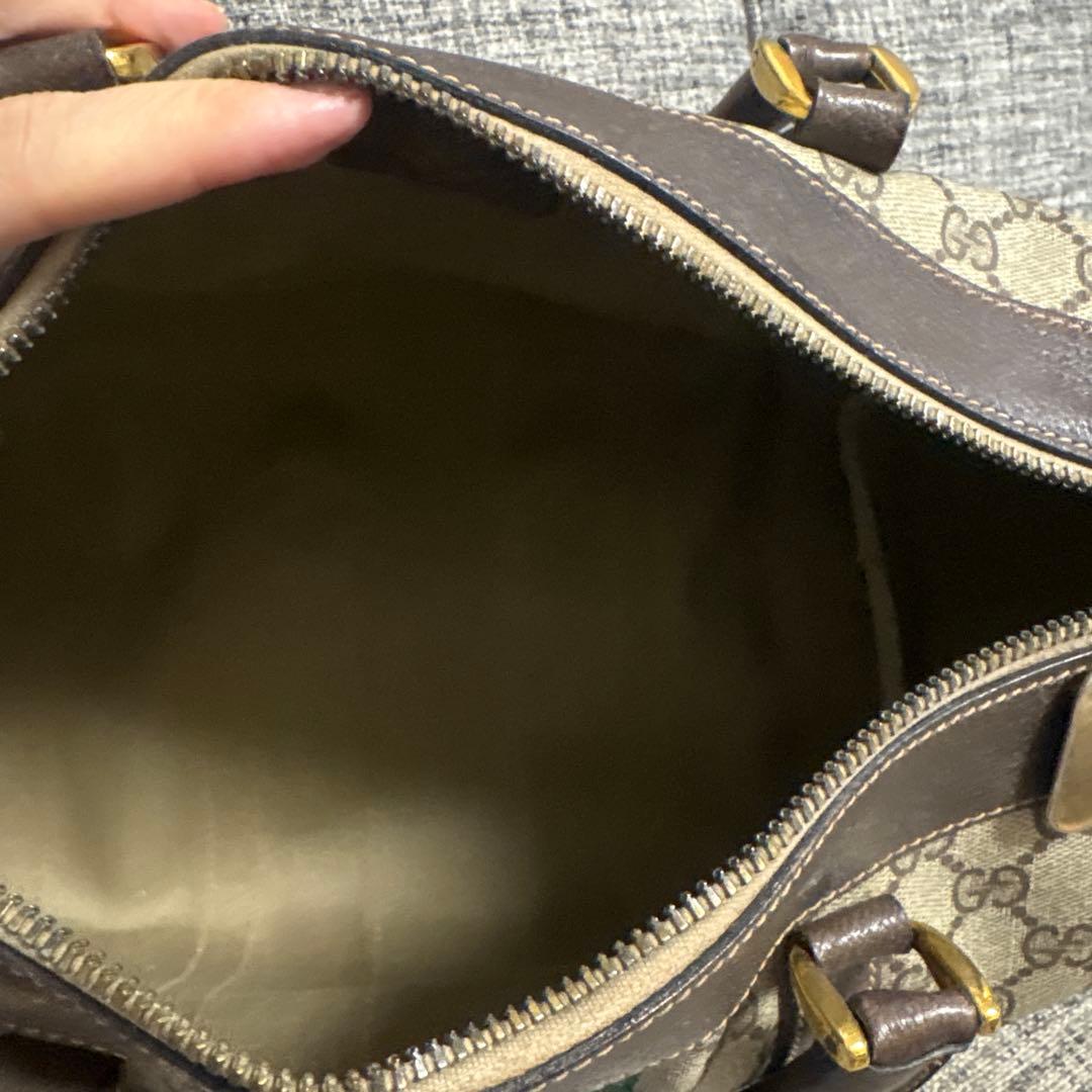 GUCCI オールドグッチ GG柄シェリーライン ミニボストンバッグ ブラウン