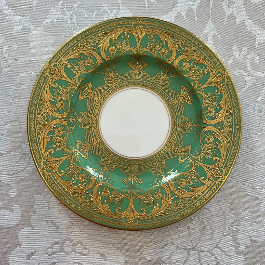 【英国アンティーク】美品　高級　ロイヤルウースター　金彩　金盛　エナメル　皿