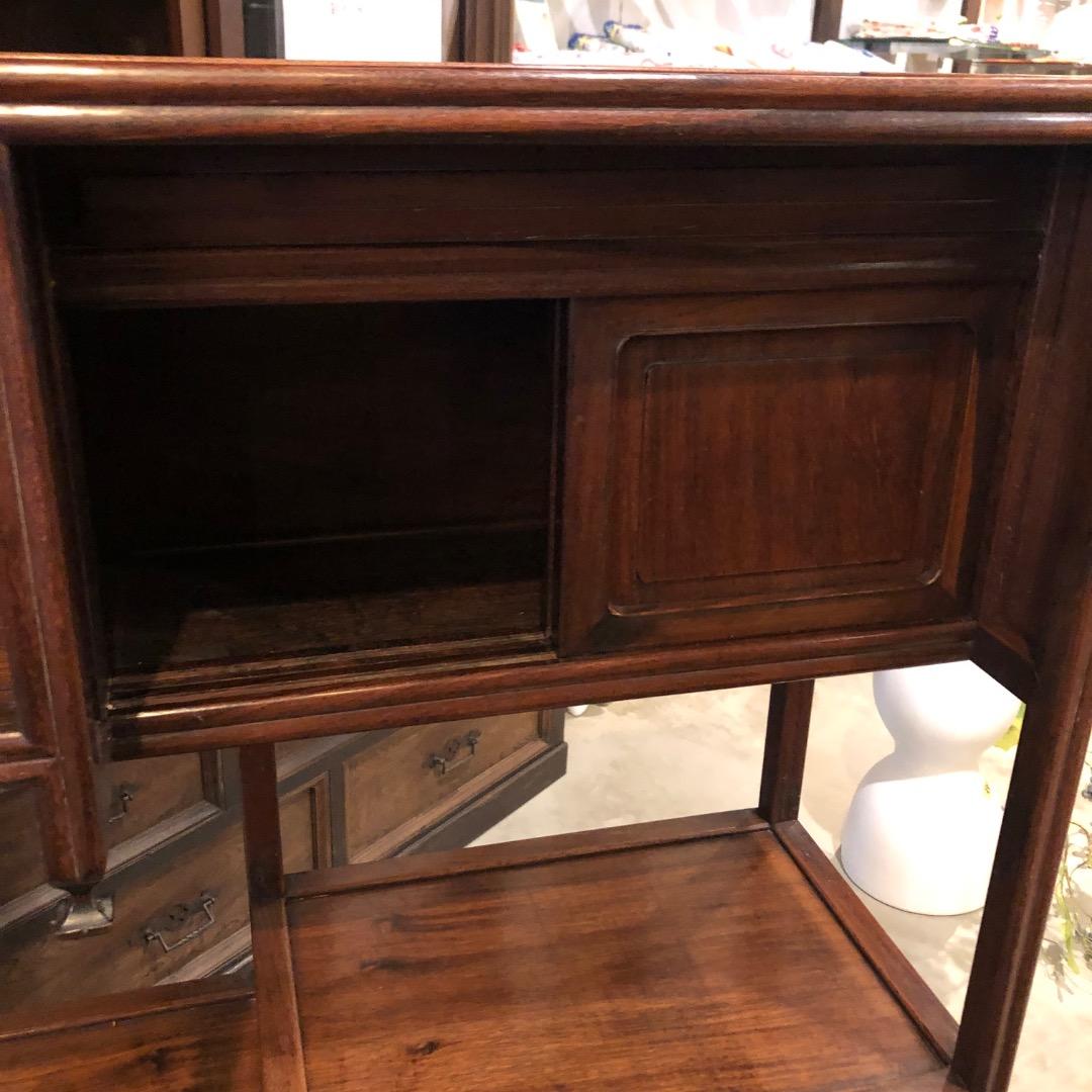 唐木　茶箪笥　茶棚　飾り棚　違い棚　引出し付き　レトロ　木製オープンシェルフ