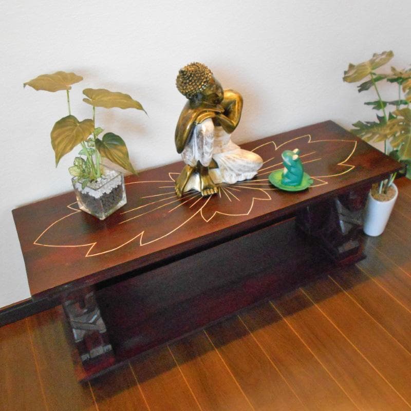 アジアン家具 バリ家具 花柄模様 ロータイプ ＴＶボード ＴＶ台 テレビ台