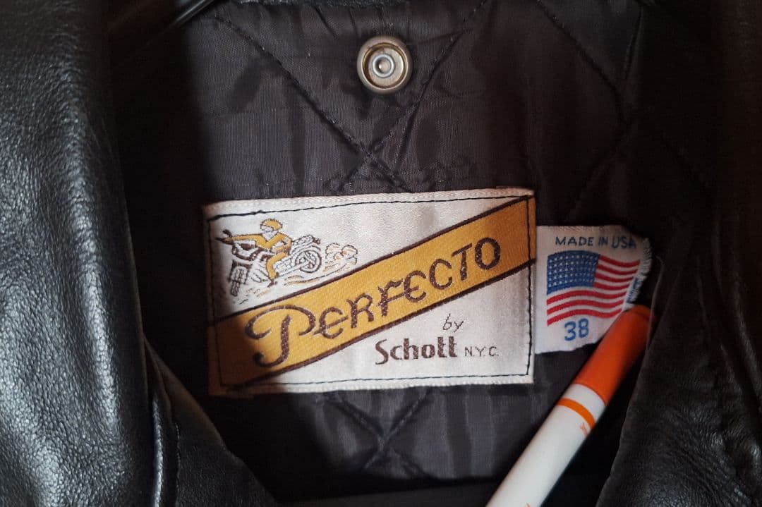 schott　本革ダブルライダース　スタッズ・ワッペン　稀少38サイズ
