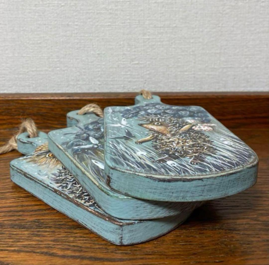 ロシア雑貨☆『霧の中のハリネズミ』木製壁掛け飾り マトリョーシカ ガリーナ作