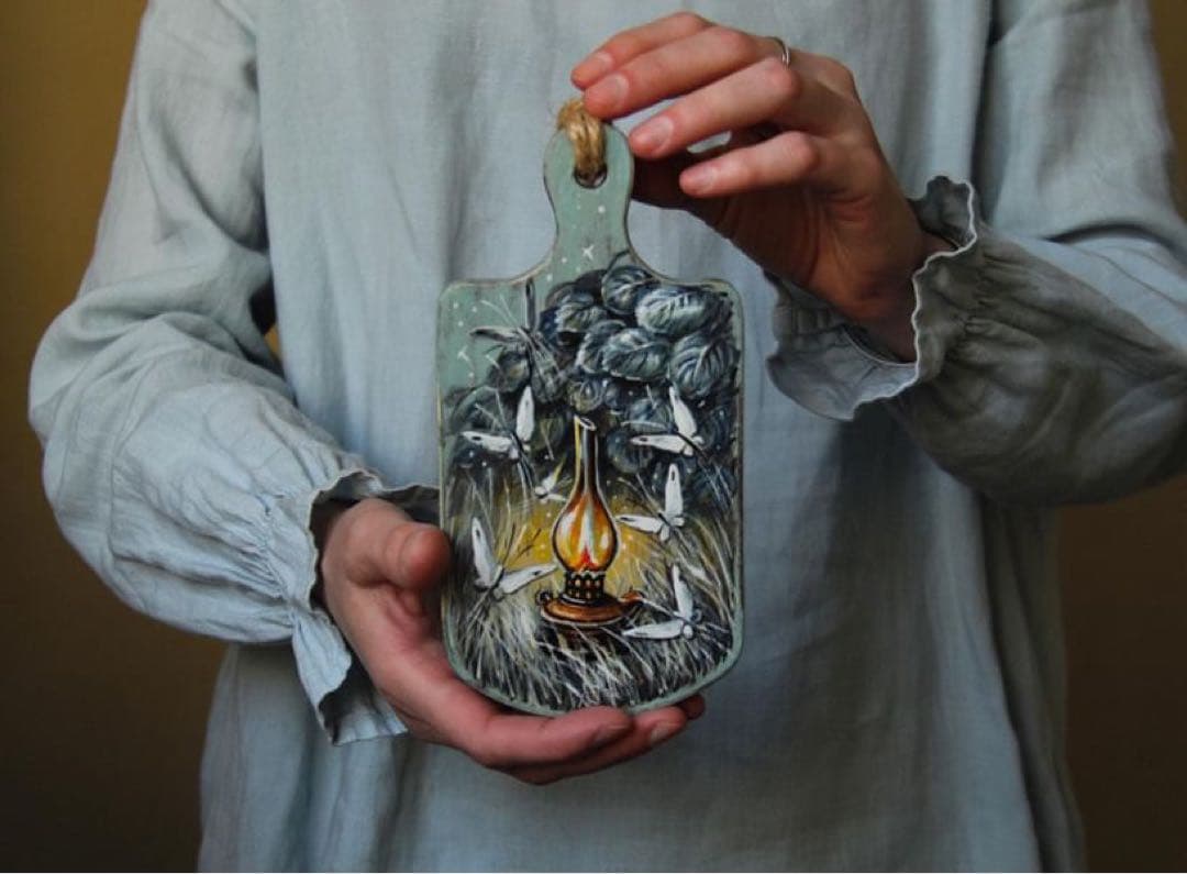 ロシア雑貨☆『霧の中のハリネズミ』木製壁掛け飾り マトリョーシカ ガリーナ作