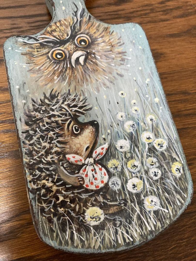 ロシア雑貨☆『霧の中のハリネズミ』木製壁掛け飾り マトリョーシカ ガリーナ作