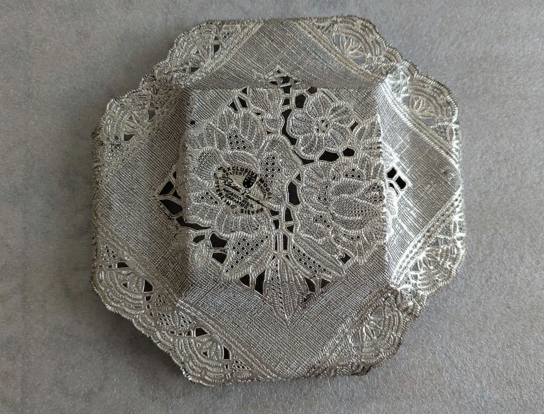 銀製レーストレイ　小物入れ　スターリングシルバー