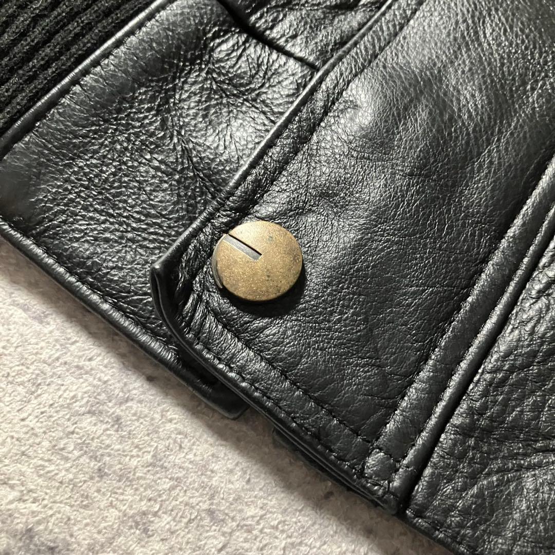 90sKETAカナダ製本革レザージャケットフライト短丈黒型押しロゴブラック