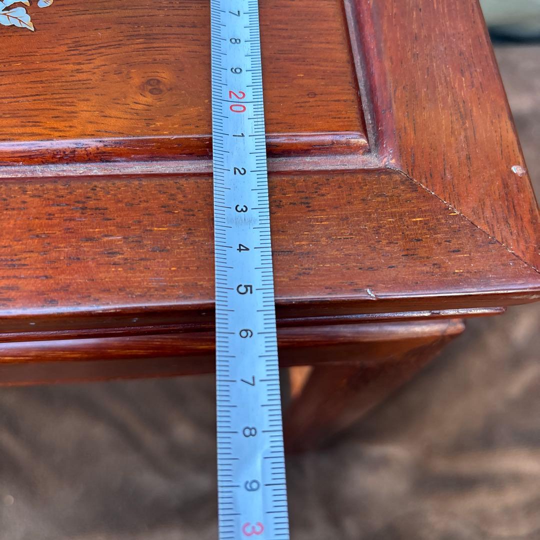 サイドテーブル3点セット　花台　花梨　螺鈿細工？