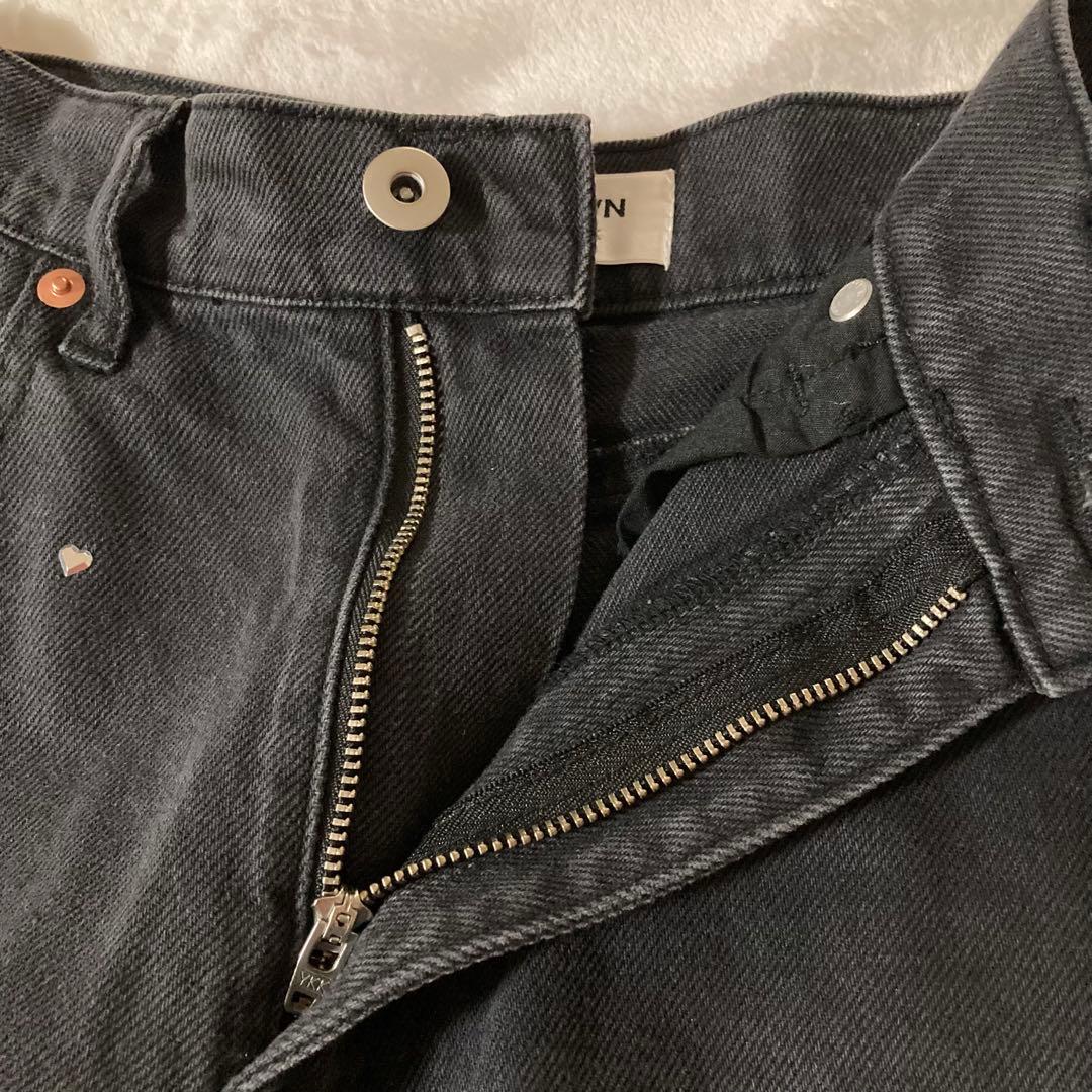 リリーブラウン　ハートビジュー　ワイドデニム　ブラック　0