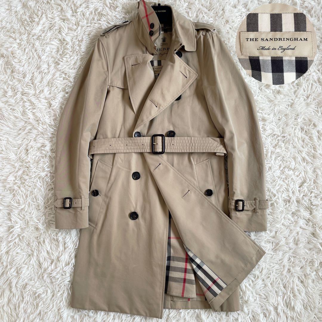 美品　サンドリンガム　バーバリー　トレンチコート　ノバチェック　ハニーベージュ