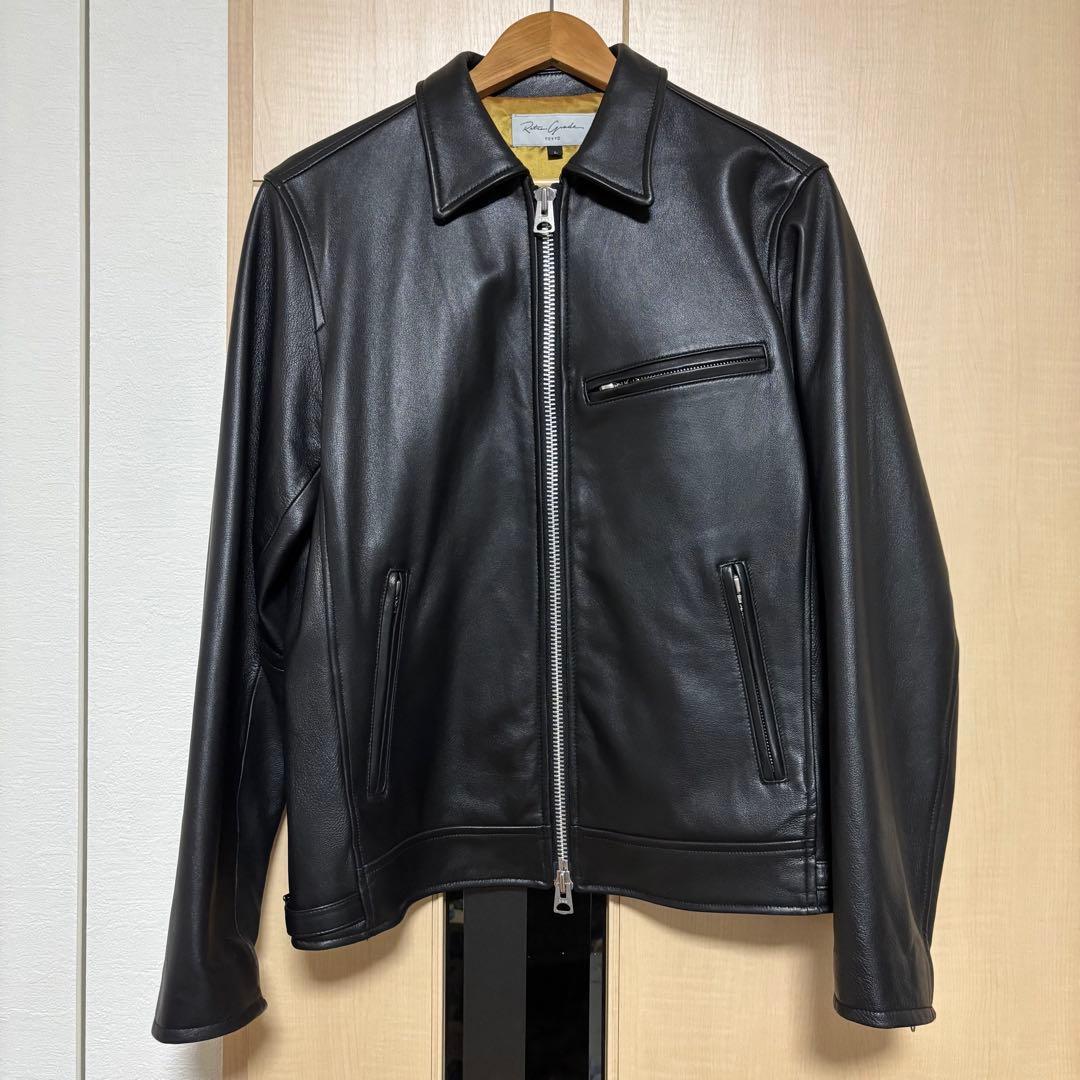 【美品】レトログレード東京 革ジャン シープレザー　ブラック×ゴールド　L