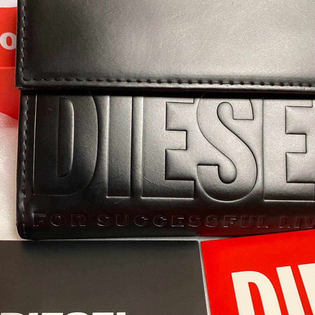 ✨美品✨DIESEL 2つ折り財布 ブラック ロゴ ディーゼル 財布 黒 Dロゴ