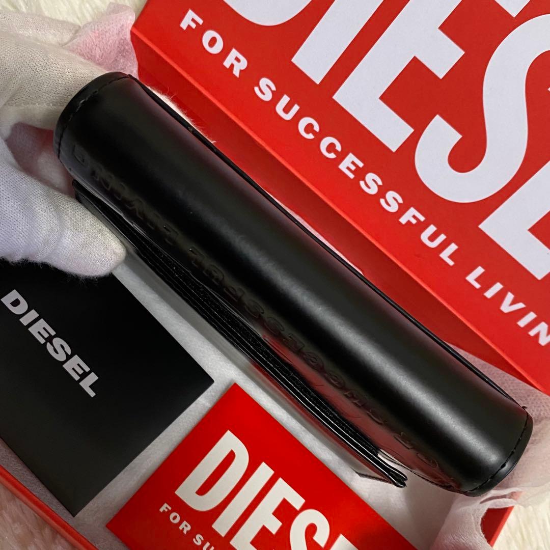 ✨美品✨DIESEL 2つ折り財布 ブラック ロゴ ディーゼル 財布 黒 Dロゴ