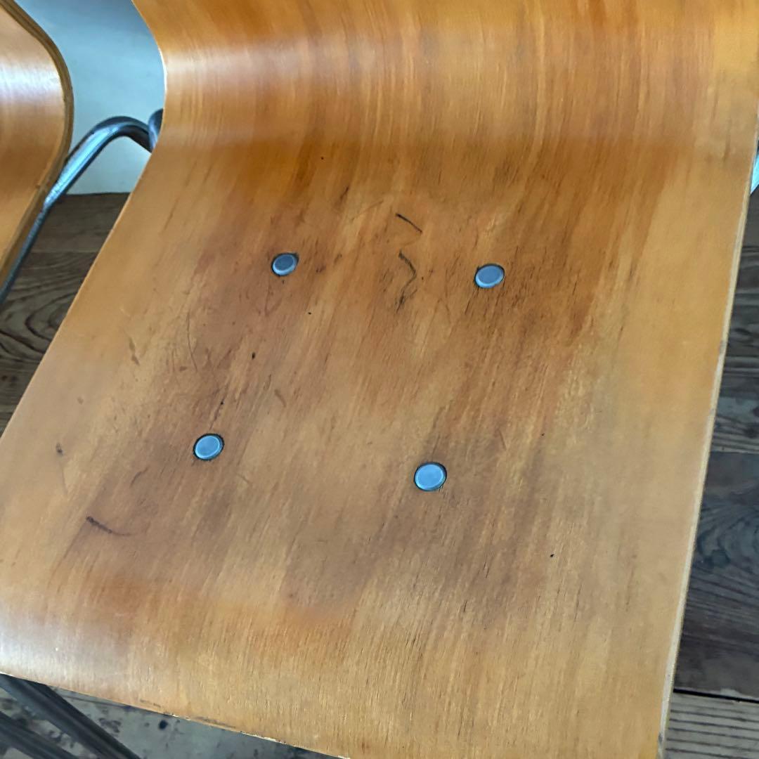 2脚セット ヴィンテージ プライウッド スタッキングチェア ①