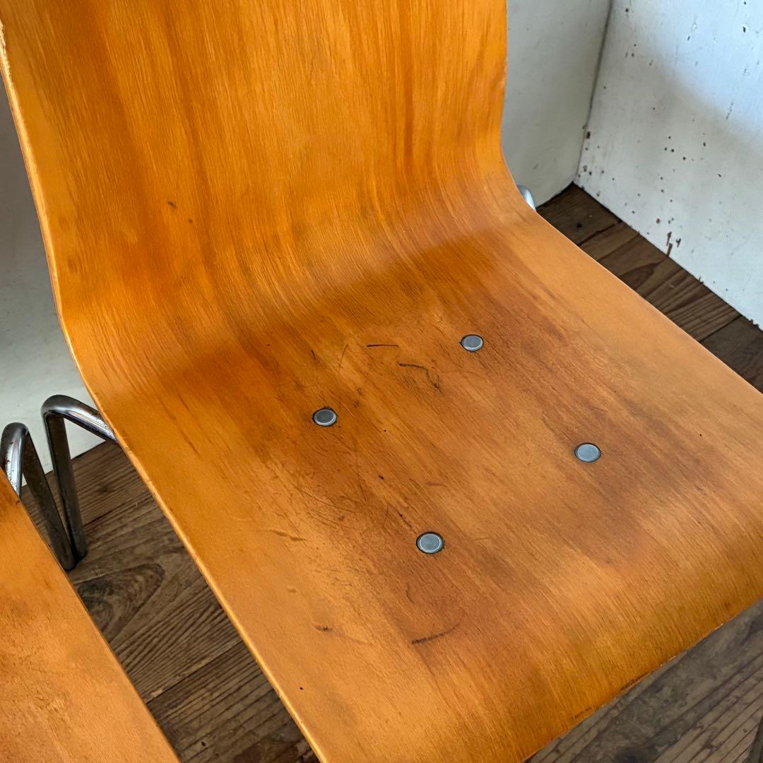 2脚セット ヴィンテージ プライウッド スタッキングチェア ①