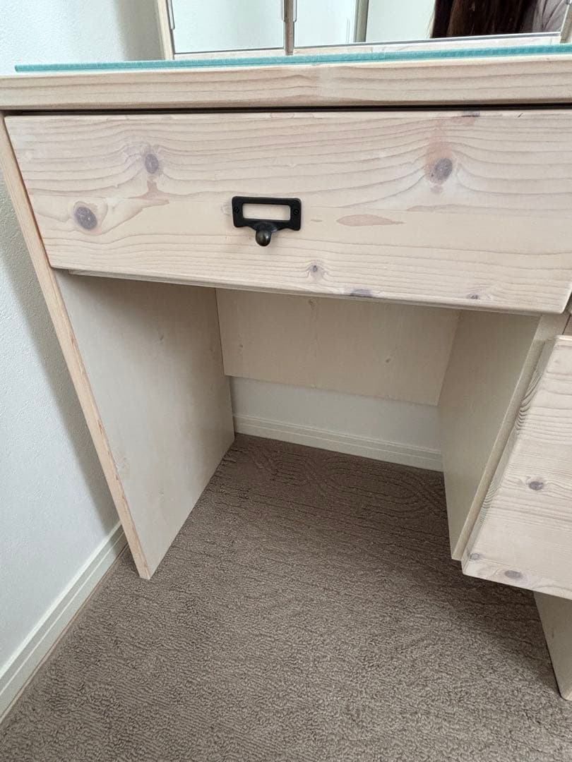 ★三面鏡ドレッサー 鏡裏収納、木製