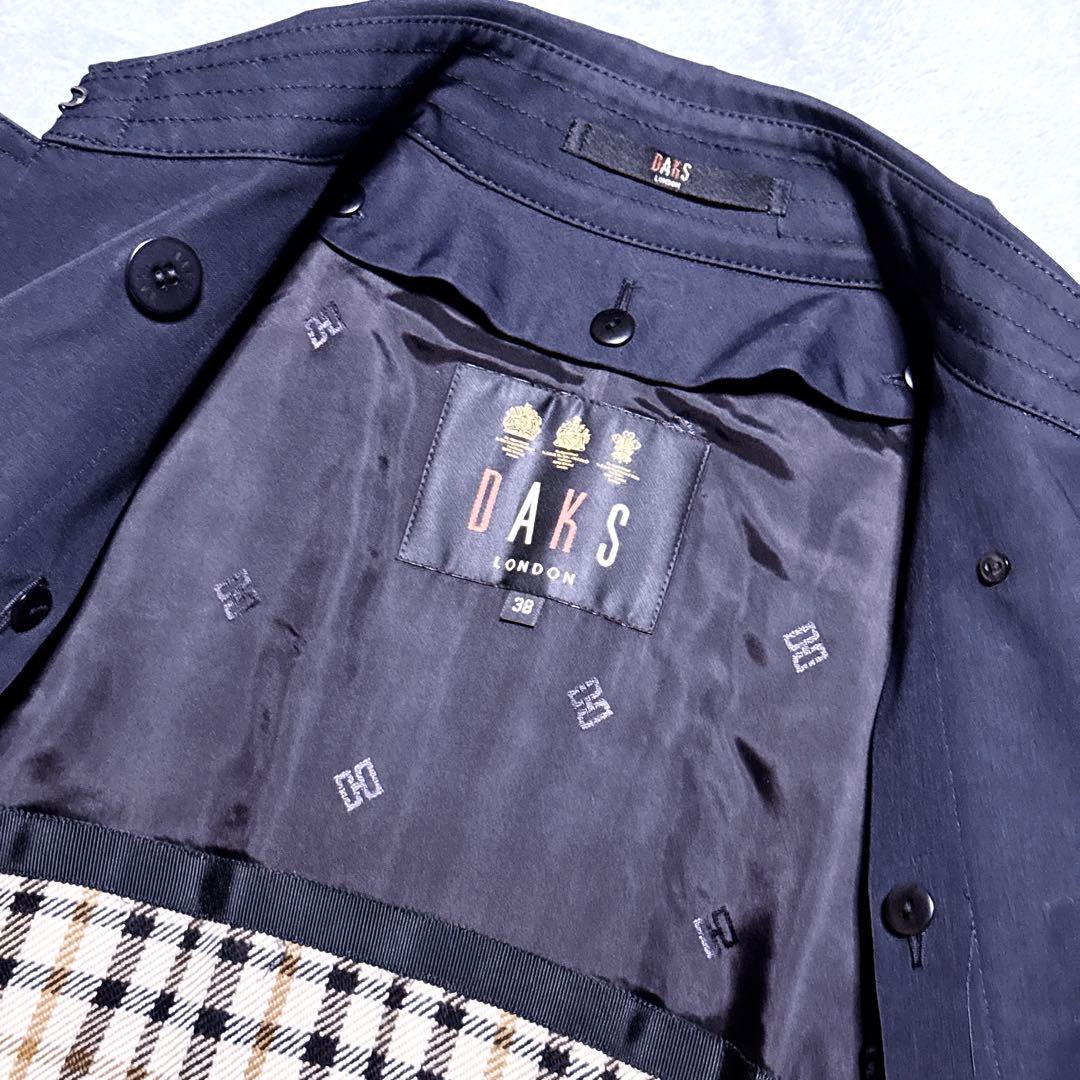 【未使用級】DAKS トレンチコート ライナー チェック 総柄 M 袖刺繍