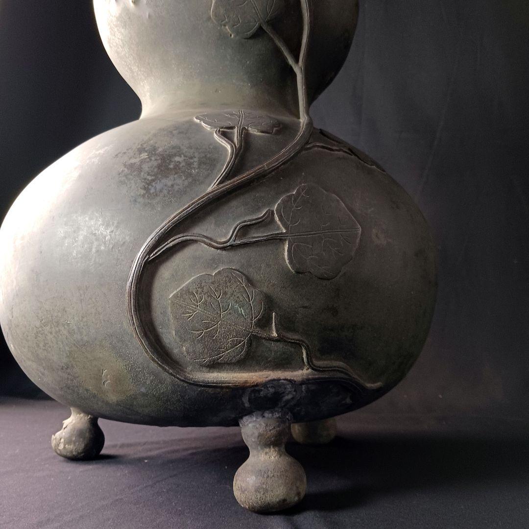 H324 大阪城本丸慶長年号 古銅製大花瓶 高42cm