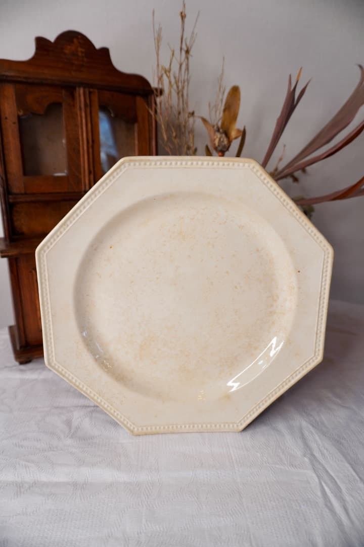 フランス アンティーク クレイユモントロー オクトゴナルプレート 陶器 平皿③