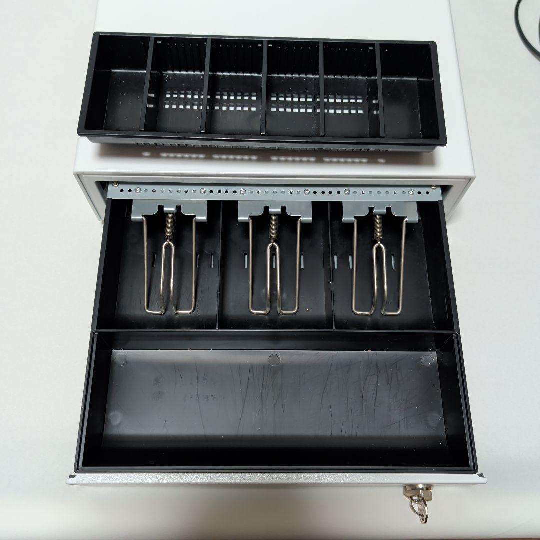 美品！SIIホワイトキャッシュドロワー 鍵付き レジスター ロール紙付き