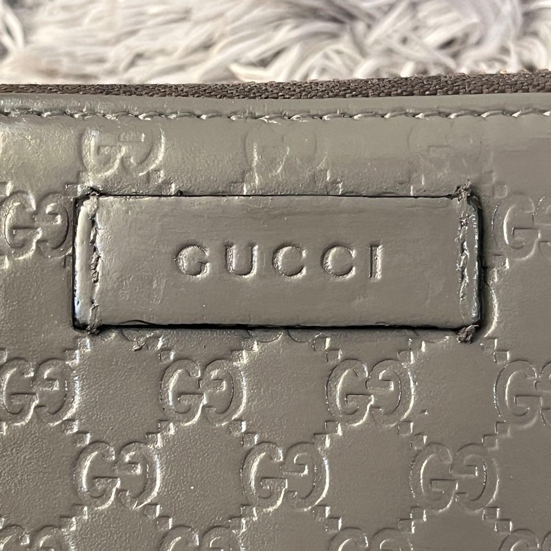 GUCCI マイクロシマ　ラウンドファスナー　グレー　長財布　メンズ　レディース